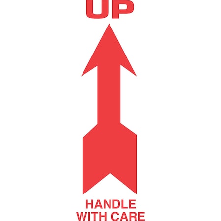 Decker Tape Products Label, DL1130, UP HANDLE WITH CARE, 2-1/2" X 7" DL1130